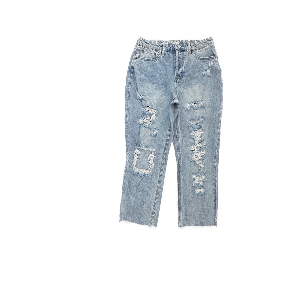 Vanilla Star Distressed Raw Hem 90's Boyfriendโ Women's size 11 Blue Denim Jeans